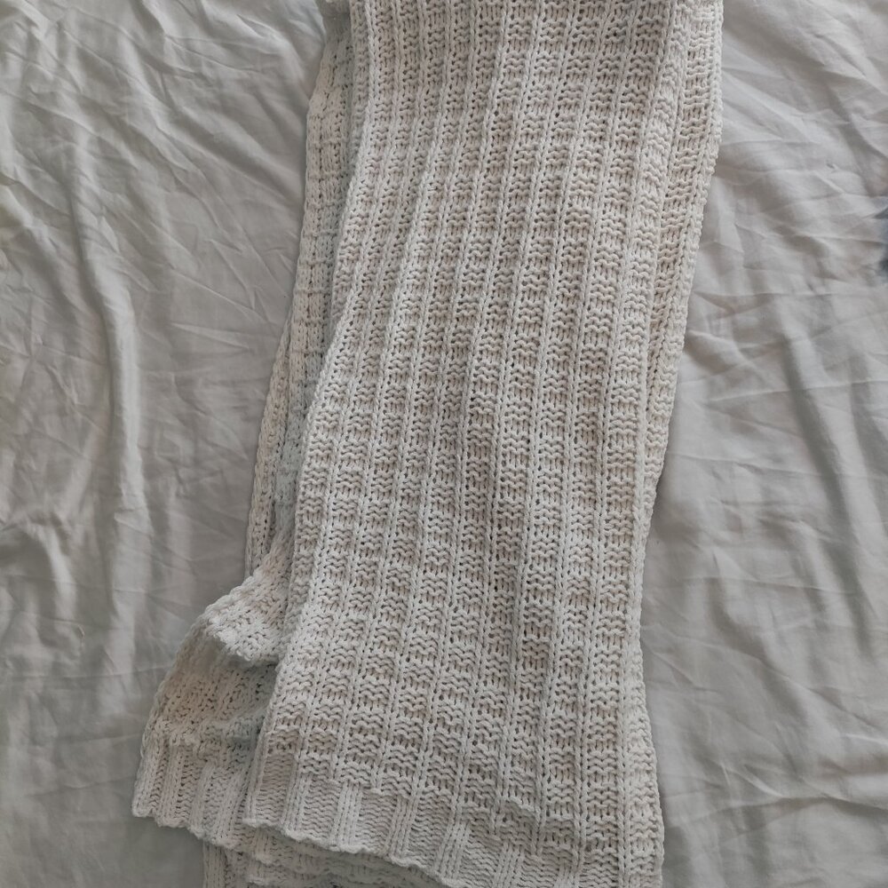 Cream Chenille Knit Throw Blanket
